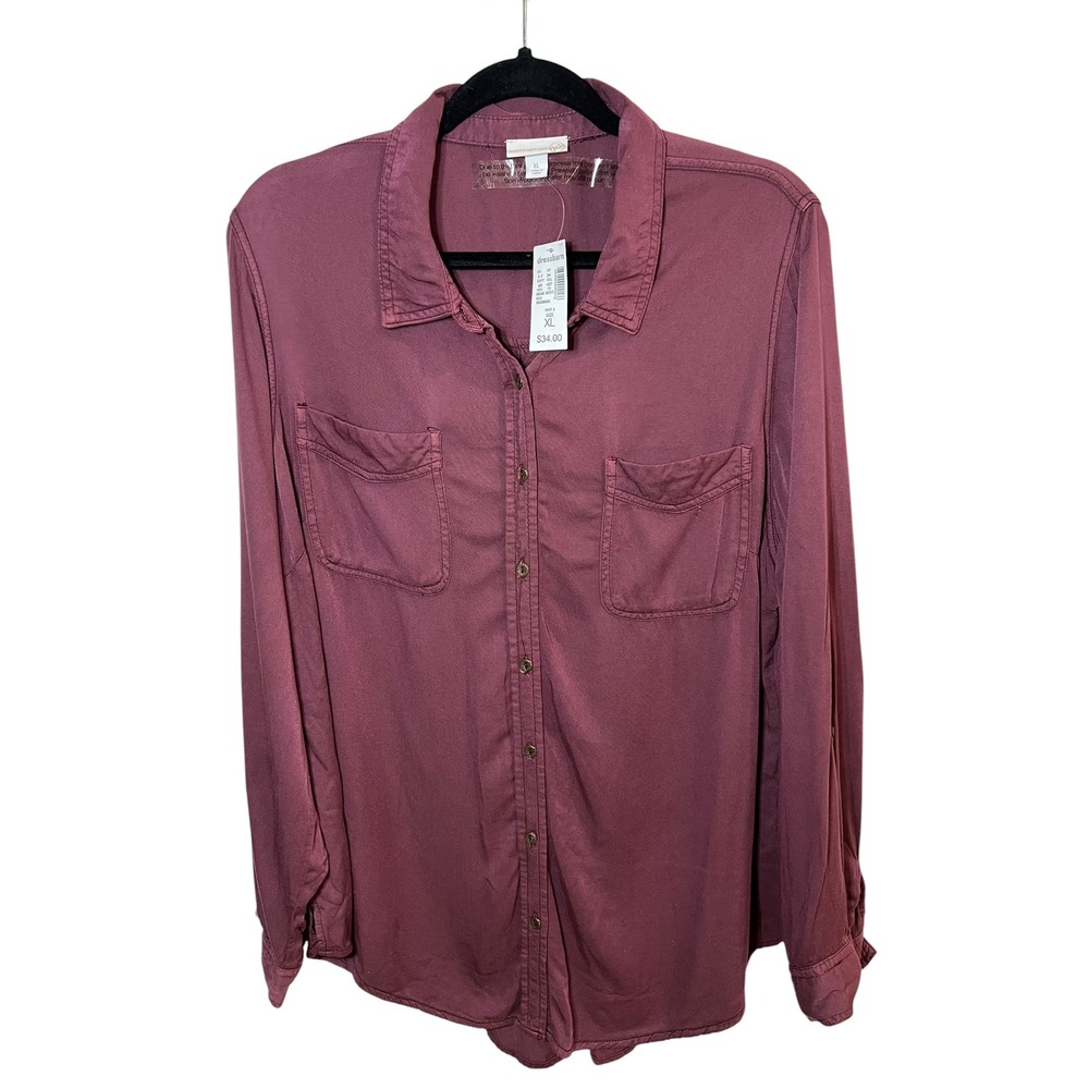 NEW Westport 1962 Utility Button Down Shirt Plum Relaxed Fit Soft Pocket Top XL